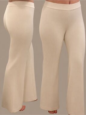 White House Black Market 
Cream Wide-Leg Lined Sleek Dress Pant Sz 8